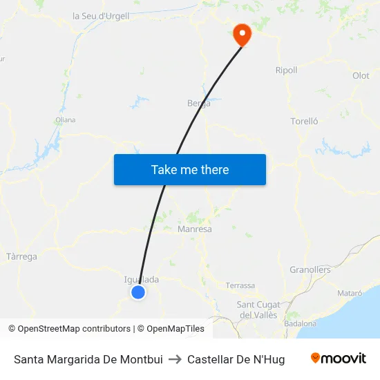 Santa Margarida De Montbui to Castellar De N'Hug map