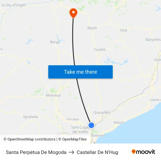 Santa Perpètua De Mogoda to Castellar De N'Hug map