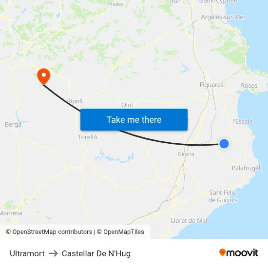 Ultramort to Castellar De N'Hug map