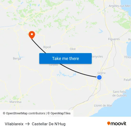 Vilablareix to Castellar De N'Hug map