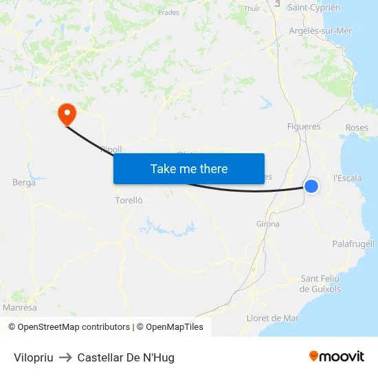 Vilopriu to Castellar De N'Hug map