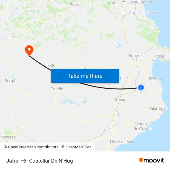 Jafre to Castellar De N'Hug map