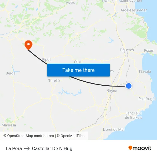 La Pera to Castellar De N'Hug map
