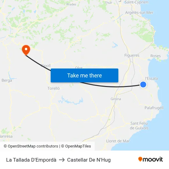 La Tallada D'Empordà to Castellar De N'Hug map
