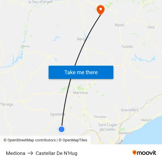 Mediona to Castellar De N'Hug map