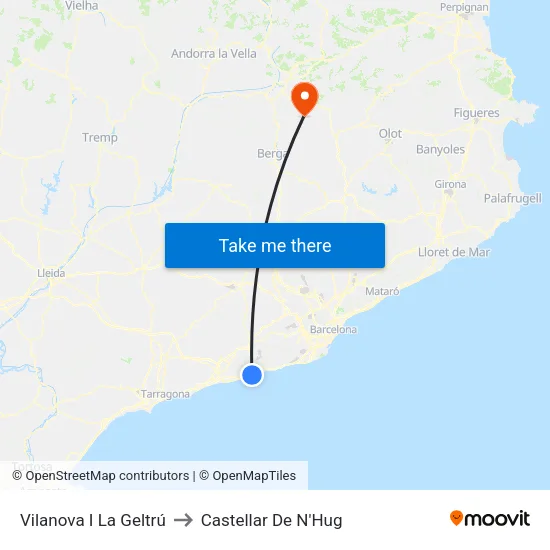 Vilanova I La Geltrú to Castellar De N'Hug map