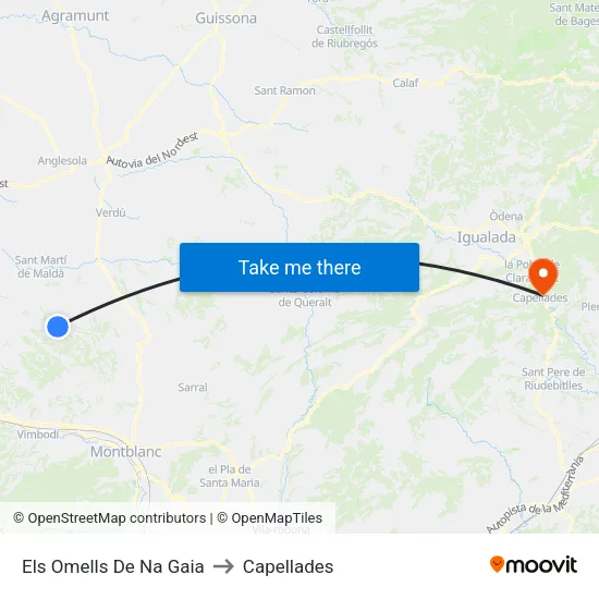Els Omells De Na Gaia to Capellades map