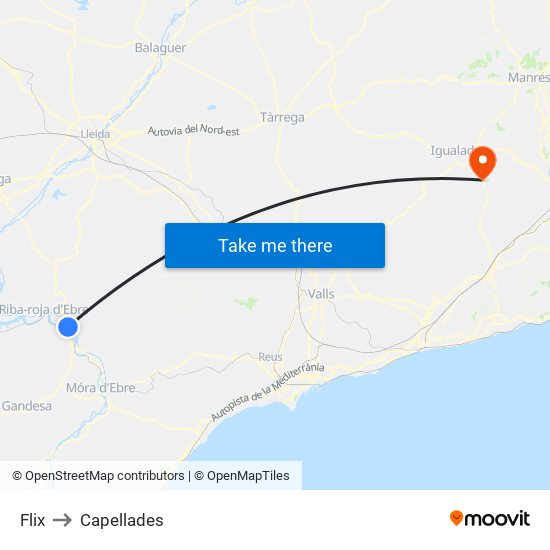 Flix to Capellades map