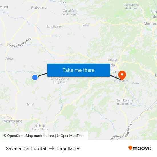 Savallà Del Comtat to Capellades map
