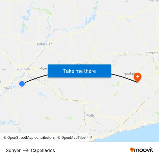 Sunyer to Capellades map