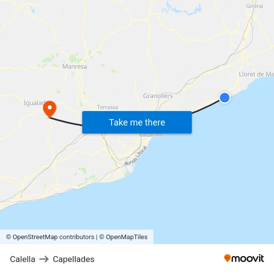 Calella to Capellades map