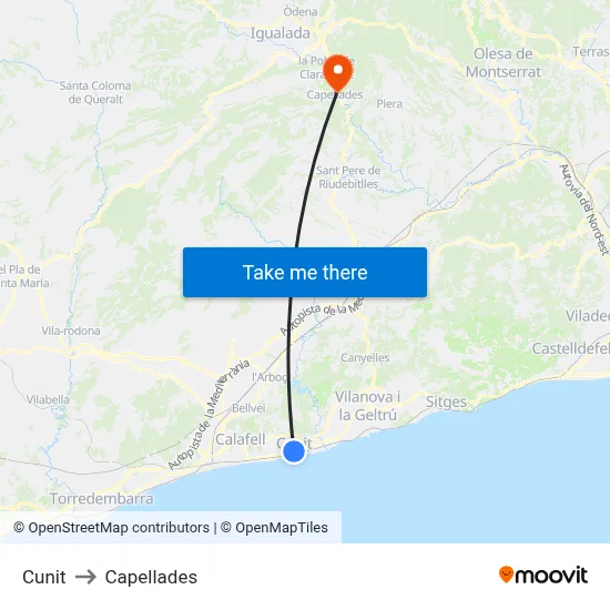 Cunit to Capellades map