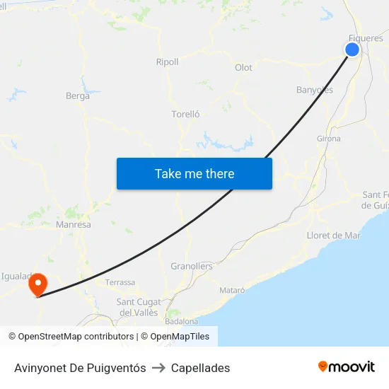 Avinyonet De Puigventós to Capellades map