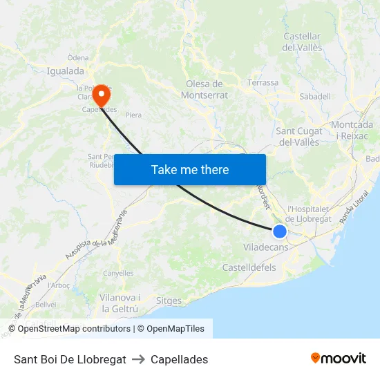 Sant Boi De Llobregat to Capellades map