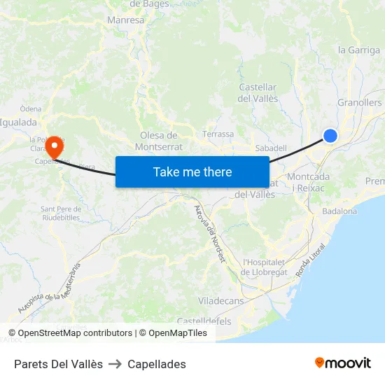 Parets Del Vallès to Capellades map
