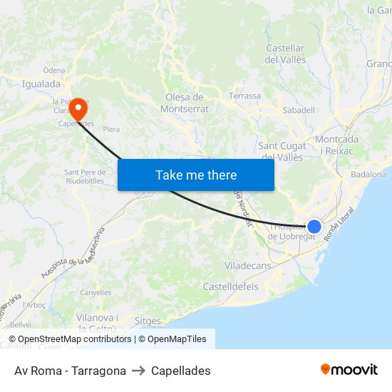 Av Roma - Tarragona to Capellades map