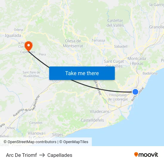 Arc De Triomf to Capellades map