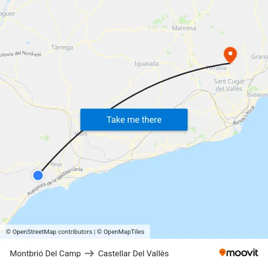 Montbrió Del Camp to Castellar Del Vallès map