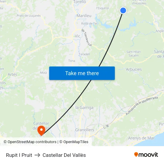 Rupit I Pruit to Castellar Del Vallès map
