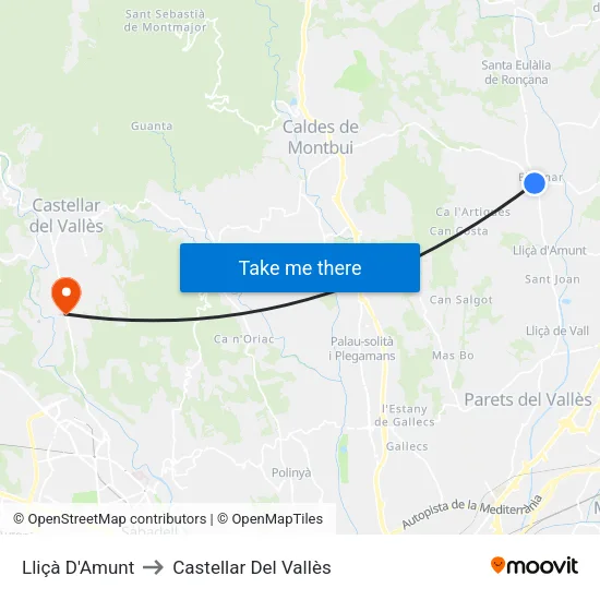 Lliçà D'Amunt to Castellar Del Vallès map