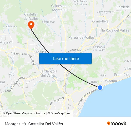 Montgat to Castellar Del Vallès map