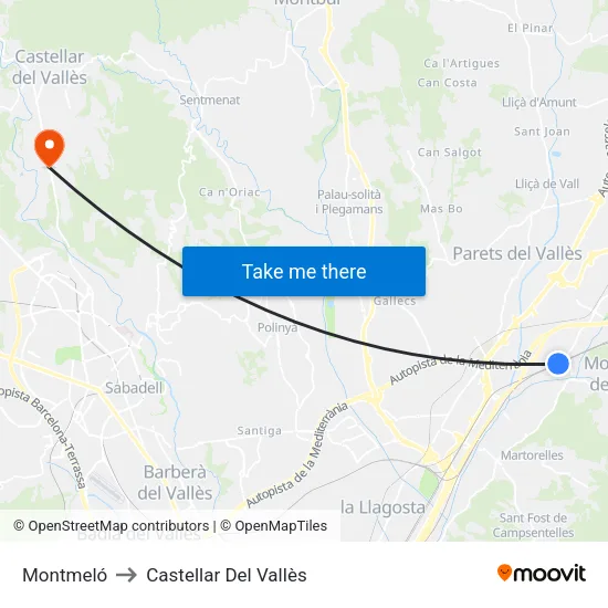 Montmeló to Castellar Del Vallès map