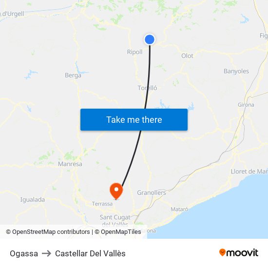 Ogassa to Castellar Del Vallès map