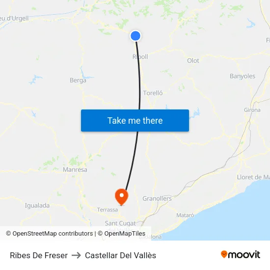 Ribes De Freser to Castellar Del Vallès map