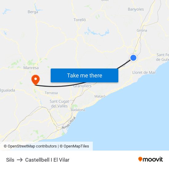 Sils to Castellbell I El Vilar map