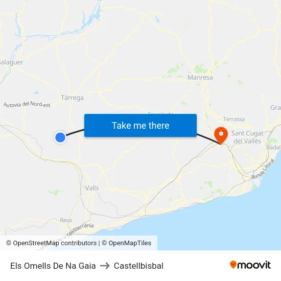 Els Omells De Na Gaia to Castellbisbal map