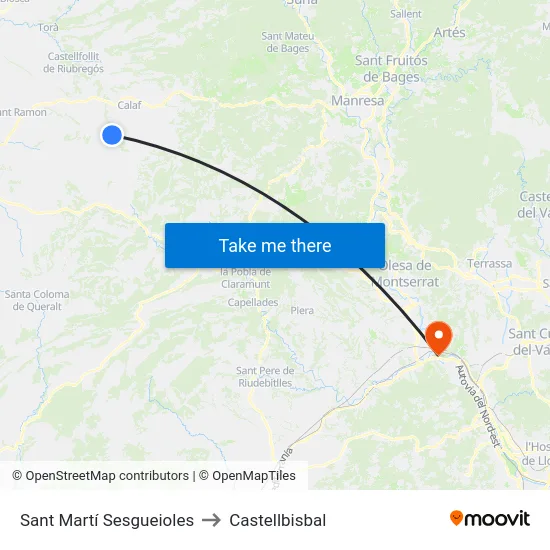 Sant Martí Sesgueioles to Castellbisbal map