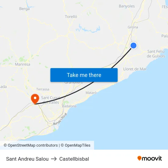 Sant Andreu Salou to Castellbisbal map
