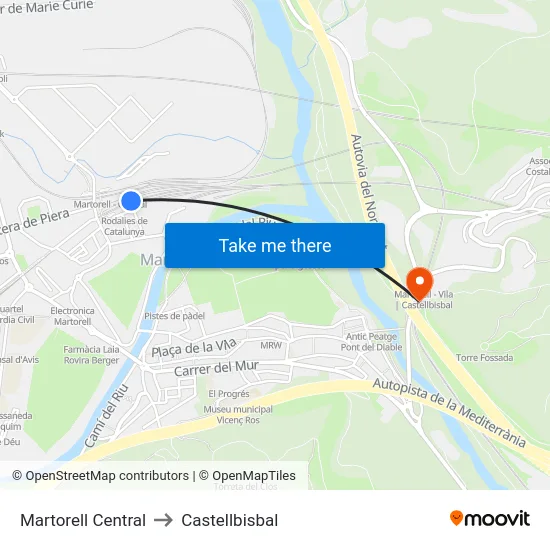 Martorell Central to Castellbisbal map