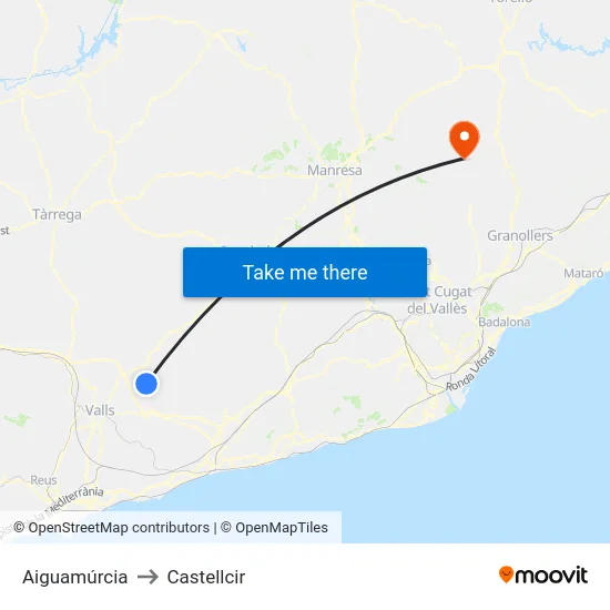 Aiguamúrcia to Castellcir map
