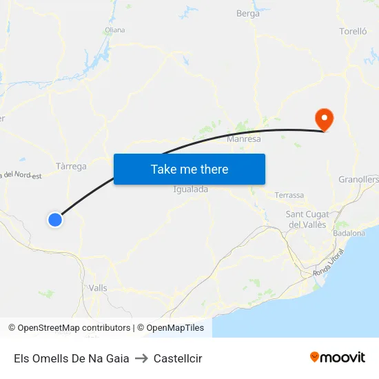 Els Omells De Na Gaia to Castellcir map