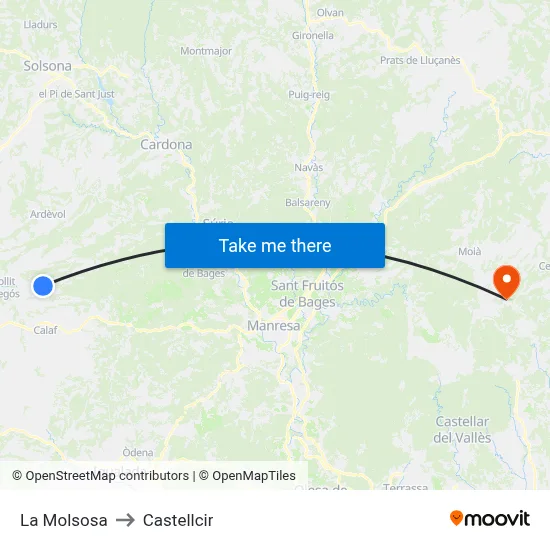 La Molsosa to Castellcir map