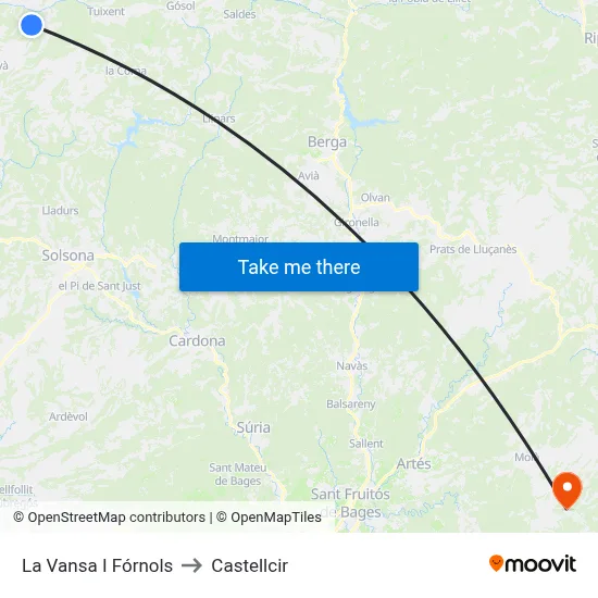 La Vansa I Fórnols to Castellcir map
