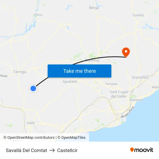 Savallà Del Comtat to Castellcir map