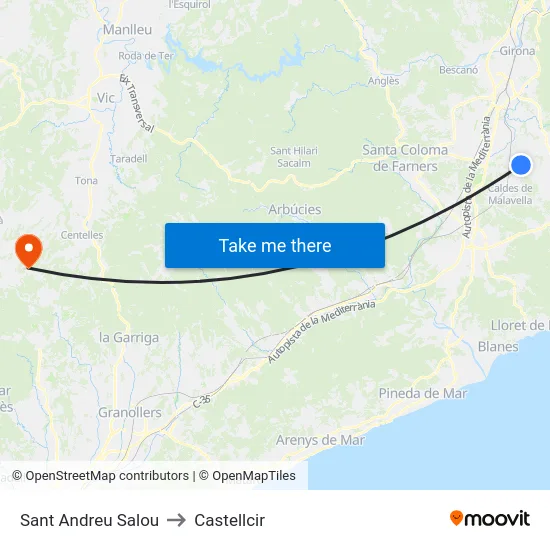 Sant Andreu Salou to Castellcir map