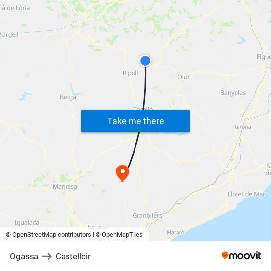 Ogassa to Castellcir map
