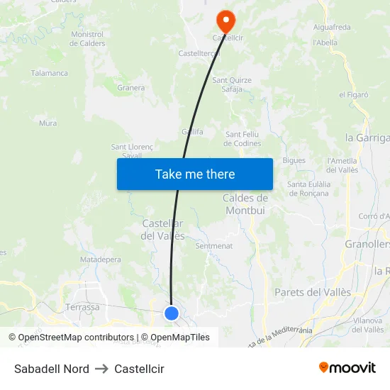 Sabadell Nord to Castellcir map
