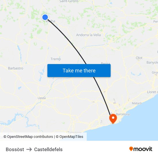 Bossòst to Castelldefels map