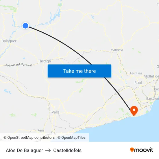 Alòs De Balaguer to Castelldefels map