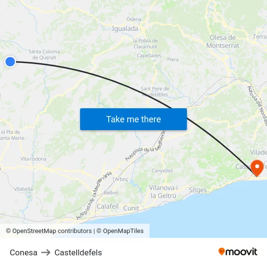 Conesa to Castelldefels map