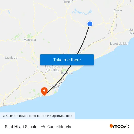 Sant Hilari Sacalm to Castelldefels map