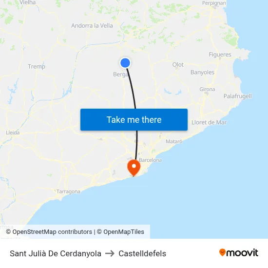 Sant Julià De Cerdanyola to Castelldefels map