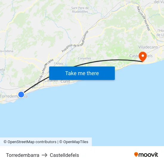 Torredembarra to Castelldefels map