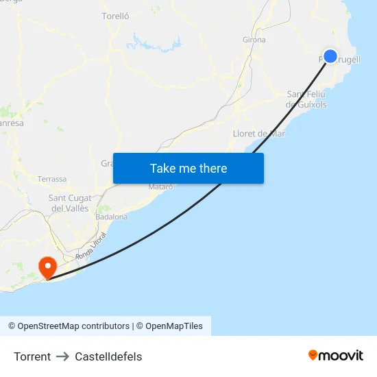 Torrent to Castelldefels map