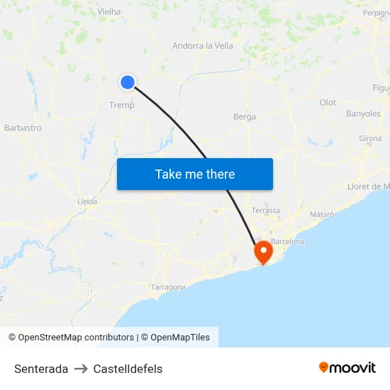 Senterada to Castelldefels map