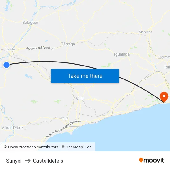 Sunyer to Castelldefels map